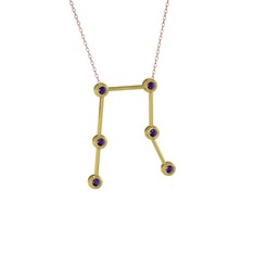 Gemini Kolye - Ametist 8 ayar altın kolye (40 cm rose altın rolo zincir) #1wvcdxy