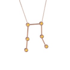 Gemini Kolye - Sitrin 925 ayar rose altın kaplama gümüş kolye (40 cm rose altın rolo zincir) #4srijh
