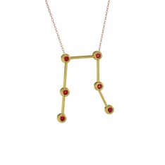 Gemini Kolye - Garnet 18 ayar altın kolye (40 cm rose altın rolo zincir) #9fprnf