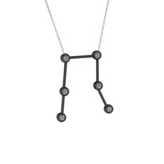 Gemini Kolye - Pırlanta 925 ayar siyah rodyum kaplama gümüş kolye (0.288 karat, 40 cm gümüş rolo zincir) #b7712c