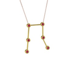 Gemini Kolye - Rodolit garnet 18 ayar altın kolye (40 cm rose altın rolo zincir) #bo7fdp