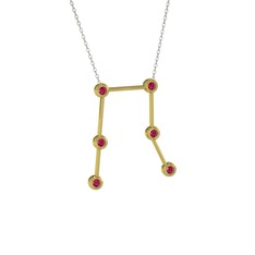 Gemini Kolye - Rodolit garnet 8 ayar altın kolye (40 cm beyaz altın rolo zincir) #iljwel