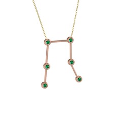 Gemini Kolye - Yeşil kuvars 8 ayar rose altın kolye (40 cm altın rolo zincir) #isa5tc