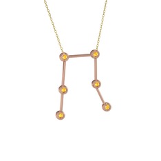 Gemini Kolye - Sitrin 14 ayar rose altın kolye (40 cm altın rolo zincir) #olg4pm