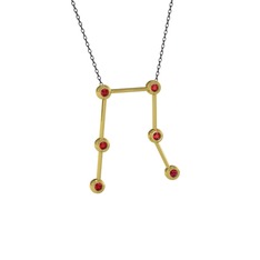 Gemini Kolye - Garnet 18 ayar altın kolye (40 cm gümüş rolo zincir) #p71rtn