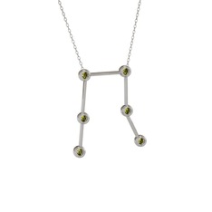 Gemini Kolye - Peridot 8 ayar beyaz altın kolye (40 cm beyaz altın rolo zincir) #qhejid