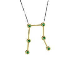 Gemini Kolye - Yeşil kuvars 18 ayar altın kolye (40 cm gümüş rolo zincir) #xqwy5x