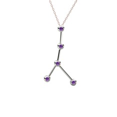Cancer Kolye - Ametist 925 ayar gümüş kolye (40 cm gümüş rolo zincir) #i6xxoo