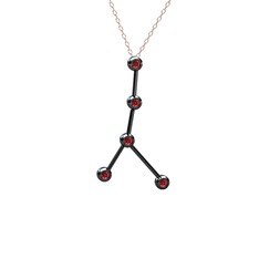 Cancer Kolye - Garnet 925 ayar siyah rodyum kaplama gümüş kolye (40 cm rose altın rolo zincir) #o4vr7m