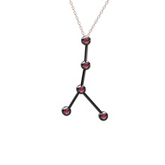Cancer Kolye - Rodolit garnet 925 ayar siyah rodyum kaplama gümüş kolye (40 cm rose altın rolo zincir) #o8iuxb