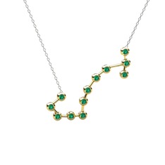 Scorpio Kolye - Yeşil kuvars 14 ayar altın kolye (40 cm beyaz altın rolo zincir) #188mnai