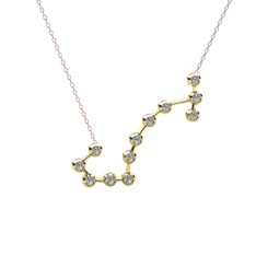 Scorpio Kolye - Beyaz zirkon 8 ayar altın kolye (40 cm rose altın rolo zincir) #197b58t