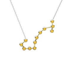 Scorpio Kolye - Sitrin 14 ayar altın kolye (40 cm beyaz altın rolo zincir) #19zp4x4