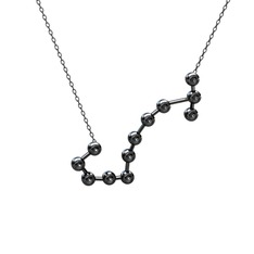 Scorpio Kolye - Siyah zirkon 925 ayar siyah rodyum kaplama gümüş kolye (40 cm gümüş rolo zincir) #1a1frvg