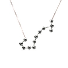Scorpio Kolye - Siyah zirkon 925 ayar gümüş kolye (40 cm rose altın rolo zincir) #1mcqtew