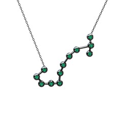 Scorpio Kolye - Yeşil kuvars 925 ayar siyah rodyum kaplama gümüş kolye (40 cm gümüş rolo zincir) #1oa0er0