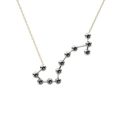 Scorpio Kolye - Siyah zirkon 8 ayar beyaz altın kolye (40 cm altın rolo zincir) #1ums5hc