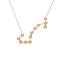 Scorpio Kolye - Sitrin 18 ayar rose altın kolye (40 cm beyaz altın rolo zincir) #jqqd5r