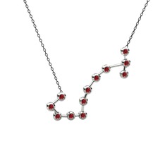 Garnet 14 ayar beyaz altın kolye (40 cm gümüş rolo zincir)