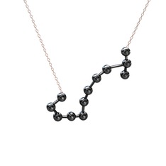 Scorpio Kolye - Siyah zirkon 925 ayar siyah rodyum kaplama gümüş kolye (40 cm rose altın rolo zincir) #tyxpug