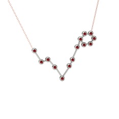 Garnet 14 ayar beyaz altın kolye (40 cm rose altın rolo zincir)