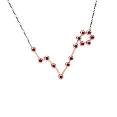 Pisces Kolye - Rodolit garnet 14 ayar rose altın kolye (40 cm gümüş rolo zincir) #15ljr6f