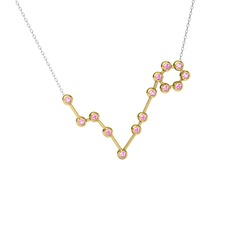 Pisces Kolye - Pembe kuvars 18 ayar altın kolye (40 cm beyaz altın rolo zincir) #1qaak7x