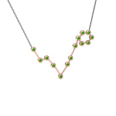 Peridot 14 ayar rose altın kolye (40 cm gümüş rolo zincir)