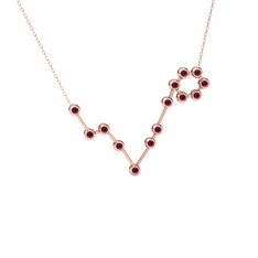 Pisces Kolye - Rodolit garnet 8 ayar rose altın kolye (40 cm rose altın rolo zincir) #chrnni