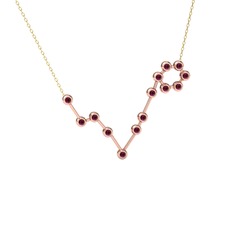 Pisces Kolye - Rodolit garnet 14 ayar rose altın kolye (40 cm altın rolo zincir) #ydgscb