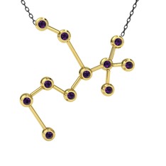 Sagittarius Kolye - Ametist 14 ayar altın kolye (40 cm gümüş rolo zincir) #14rc8o9