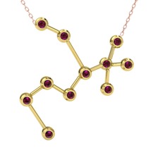 Sagittarius Kolye - Rodolit garnet 18 ayar altın kolye (40 cm rose altın rolo zincir) #1nqypyj