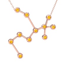 Sagittarius Kolye - Sitrin 14 ayar rose altın kolye (40 cm rose altın rolo zincir) #1sxgnlz