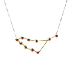 Capricorn Kolye - Garnet 8 ayar altın kolye (40 cm rose altın rolo zincir) #117dwlj