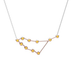 Capricorn Kolye - Sitrin 18 ayar rose altın kolye (40 cm beyaz altın rolo zincir) #174u0na