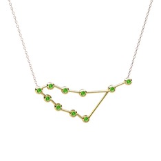 Peridot 14 ayar altın kolye (40 cm rose altın rolo zincir)