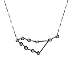Capricorn Kolye - Pırlanta 925 ayar siyah rodyum kaplama gümüş kolye (0.36 karat, 40 cm gümüş rolo zincir) #1rxo3lg
