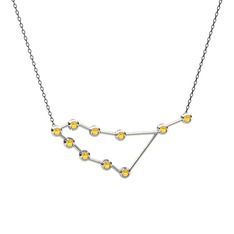 Capricorn Kolye - Sitrin 18 ayar beyaz altın kolye (40 cm gümüş rolo zincir) #88ijhs