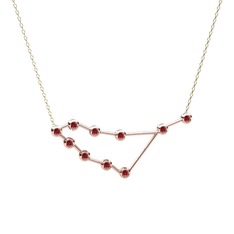 Capricorn Kolye - Garnet 18 ayar rose altın kolye (40 cm altın rolo zincir) #o7gto