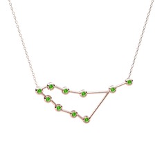 Peridot 8 ayar rose altın kolye (40 cm rose altın rolo zincir)