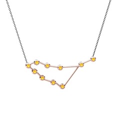 Capricorn Kolye - Sitrin 14 ayar rose altın kolye (40 cm gümüş rolo zincir) #siyzrq