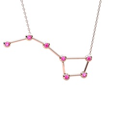 Ursa Major Kolye - Pembe kuvars 8 ayar rose altın kolye (40 cm rose altın rolo zincir) #13md6jq