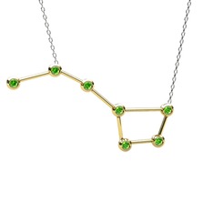 Peridot 14 ayar altın kolye (40 cm gümüş rolo zincir)