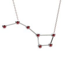 Garnet 18 ayar beyaz altın kolye (40 cm rose altın rolo zincir)