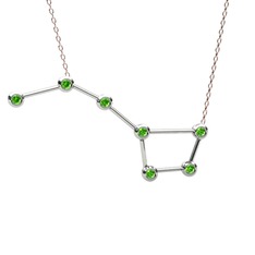 Peridot 14 ayar beyaz altın kolye (40 cm rose altın rolo zincir)