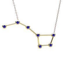 Ursa Major Kolye - Lab safir 8 ayar altın kolye (40 cm rose altın rolo zincir) #u1t5sk