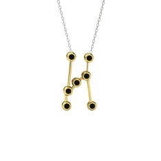 Orion Kolye - Siyah zirkon 925 ayar altın kaplama gümüş kolye (40 cm beyaz altın rolo zincir) #11h7q97