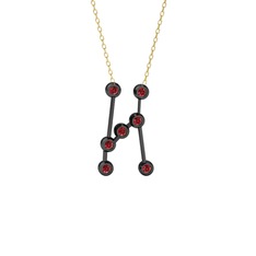 Orion Kolye - Garnet 925 ayar siyah rodyum kaplama gümüş kolye (40 cm altın rolo zincir) #13c3tsf