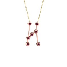 Orion Kolye - Rodolit garnet 18 ayar rose altın kolye (40 cm altın rolo zincir) #15918b4