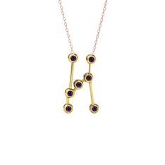 Orion Kolye - Ametist 14 ayar altın kolye (40 cm rose altın rolo zincir) #1ar6kqf